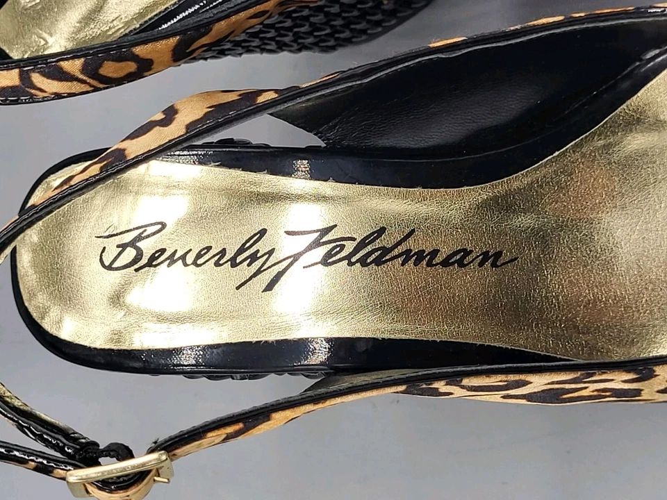 Beverly Feldman Animal Print Peep Toe 4" Cuña Eslinga Flor S 8 Fairygrunge Foto 4 de 4