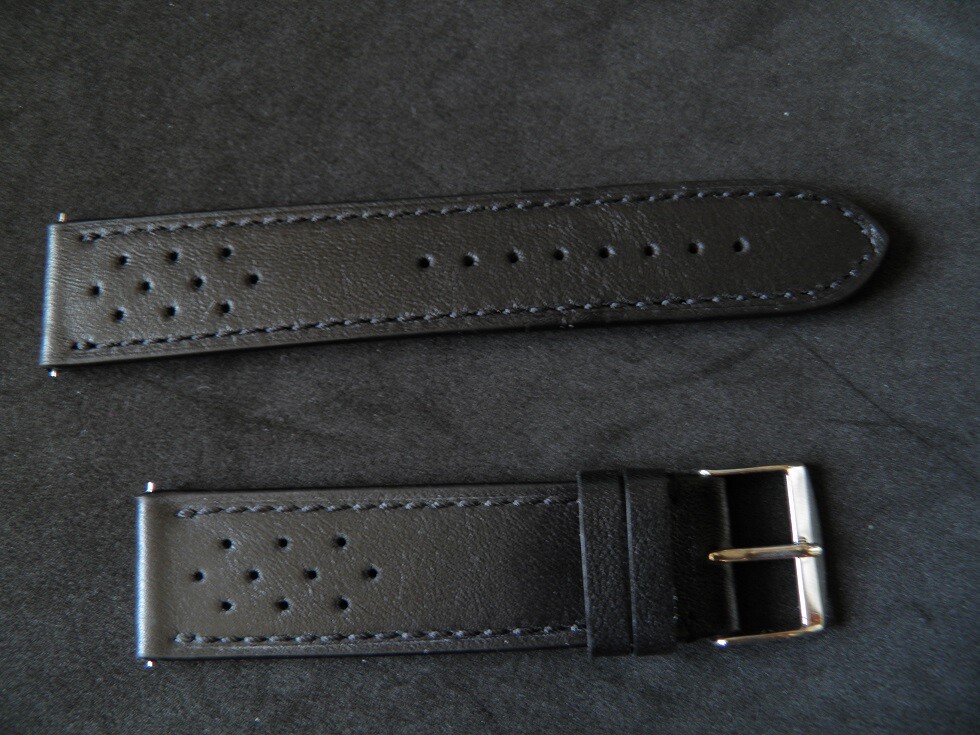 Bracelet cuir 22mm épais interchangeable ventilé à trous pour chronographe racing