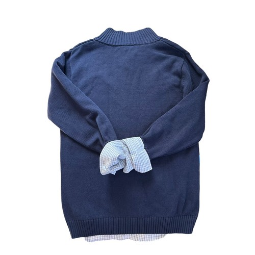 NWT Izod 1/4 zip sweater striped buttondown shirt boys size xlarge 14 16 blue - Picture 2 of 3