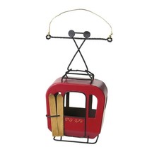 Red Gondola Lift Hanging Ornament Metal Decorative Tree Decor 3.5 x 2 x 6 Inch
