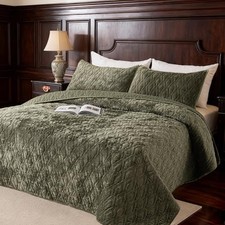 California King Velvet Comforter Set 106x118 California King-106x118 Army Green