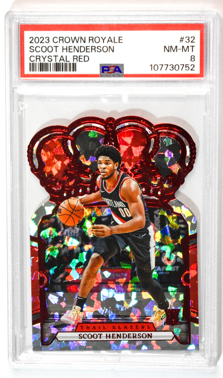 2023 Crown Royale #32 Scoot Henderson RC Rookie Crystal Red /49 PSA 8 NM-MT