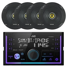 JVC In-Dash 2DIN USB Bluetooth AM/FM Stereo Car Receiver, 4x 6.5" 300W Speakers