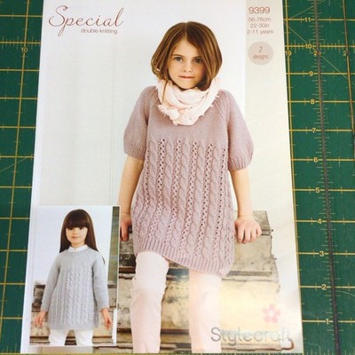 Stylecraft Doppelstrick Zopfmuster Tunika/Pullover Strickmuster 9399 Größen 22-30''