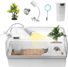 Turtle Tank Acrylic Habitat Kit with Silent Filter  Bottom Drain,UVB Basking...