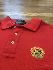 Vintage Burberrys Of London Short Sleeve Red Cotton Polo Shirt Men L Made In USA