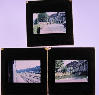 Bayerisch Eisenstein Bahnhof Landesgrenze CSR    3 alte historische Dias 1958