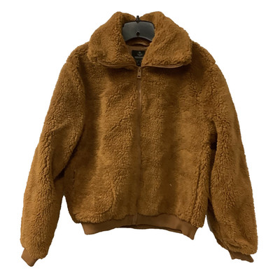 Threadbare Womens Jacket Brown Teddy Full Zip Long Sleeves Collared Size 10