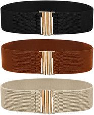 3 Pcs Wide Stretchy Belts for Women, Elastic Waist Belts for Dresses