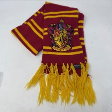 Harry Potter Gryffindor Scarf Burgundy Gold Striped Knit Hogwarts Crest Fringe
