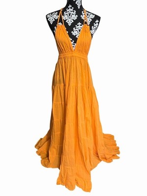 orange halter maxi dress ASOS DESIGN Petite satin halter maxi dress with shaped back detail in orange