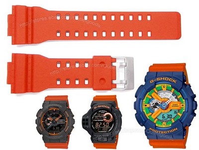Generic Orange Watch Band Compatible w/ Casio GA100 GA120 GA110FC-2A GA110TS-1A4