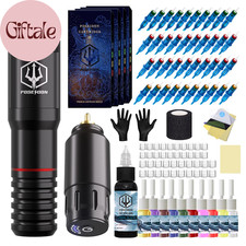 Tattoo Pen Kit - POSEIDON Wireless Tattoo Machine Kit, Tattoo Gun Kit with Tatto