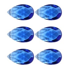 6 Pcs 38mm Blue K9 Crystal Pendants Teardrop Beads Chandelier Prisms for DIY