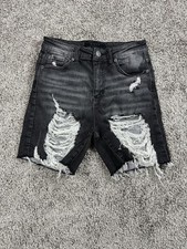 Risen Womens Bermuda Shorts Size S Black Distressed Grunge ALT Y2K Festival