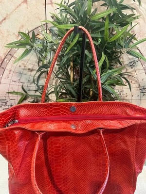 Maxi bag python print color coral red real leather genuine leather bag