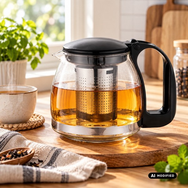0,7 L Glas-Teekanne+Edelstahl-Teesieb Glaskanne TeekäNnchen Tee-Kanne KäNnchen-image
