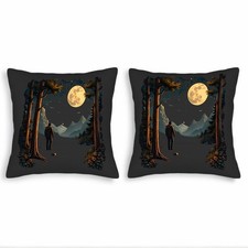 Serene Nighttime Scene Throw Pillow Covers - Set of 2 18x18in Cushion Cases