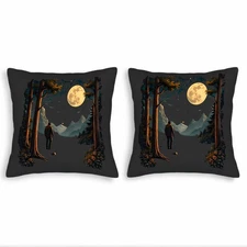 Serene Nighttime Scene Throw Pillow Covers - Set of 2 18x18in Cushion Cases 