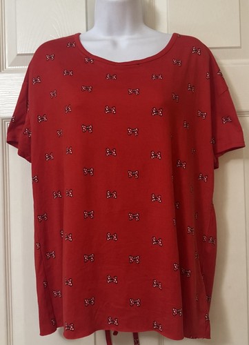 Disney Parks Shirt Women's Red Bow Minnie Mouse Tie on the back Size XL EUC