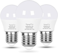 Vgogfly LED Refrigerator Light Bulb 40W Equivalent 120V A15 3 Pack, Daylight