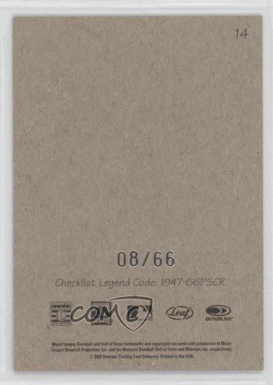 2004 Leaf Exhibits 1947-66 PSCR Printed in USA Print Name /66 Ernie Banks HOF - Image 2 of 2