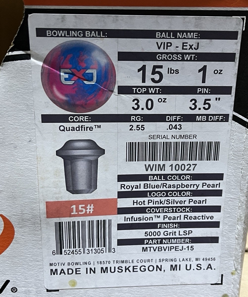 Motiv VIP ExJ 15 lb Bowling Ball New in Original Box | eBay