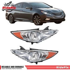 For Hyundai Sonata 2011-2014 Headlights Headlamps Projector Pair Chrome Halogen