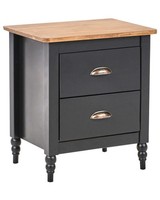 Nachttisch Kiefernholz Schwarz/Braun 2 Schubladen Nachtschrank Shillington
