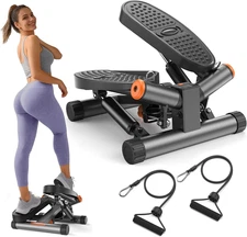 Twist Stepper for Exercise at Home, Mini Stair Stepper with Resistance Bands at