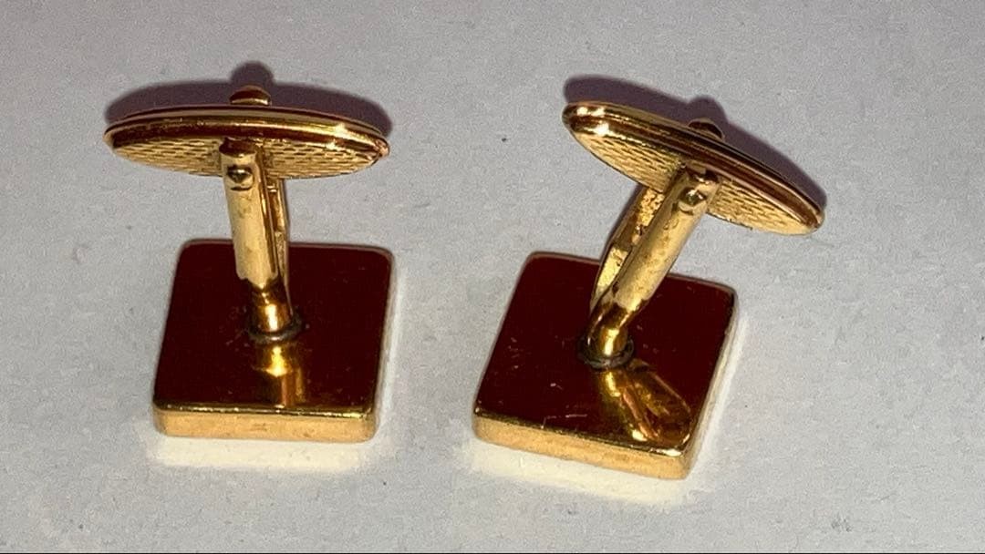 Difficult Dunhill Cufflinks Button Gold Black Pre… - image 3