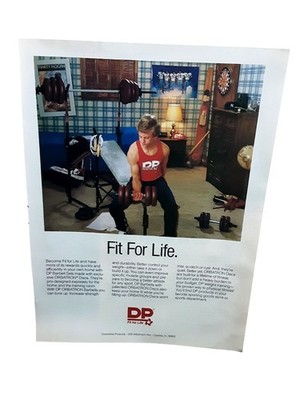 1983 DP Fit For Life Weight Training Print Ad w/ Orbatron Barbells Vintage Gym