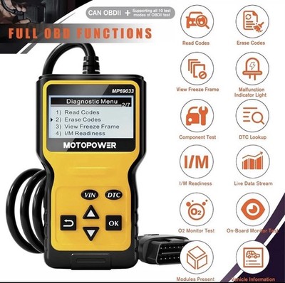 Car OBD2 Scanner Code Reader Engine Fault Portable,YellowColor MOTOPOWER MP69033