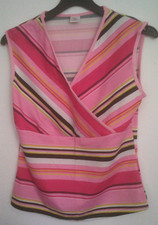 Pink/schwarz/gelb/weiß/rosa gestreiftes Shir...