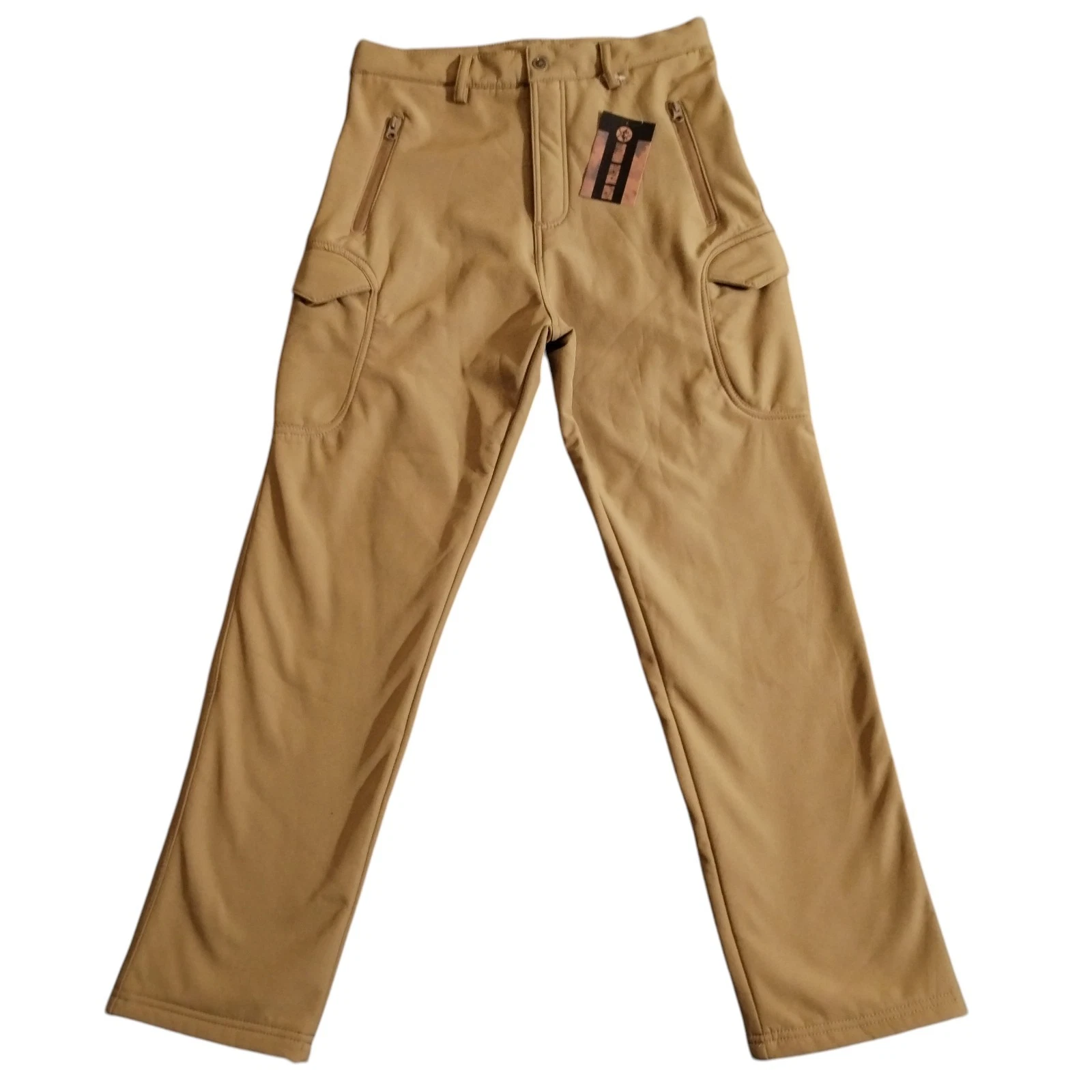 Tactical Cargo Trousers Mens L Tan Combat Waterproof Fleece Lined Softshell Pant