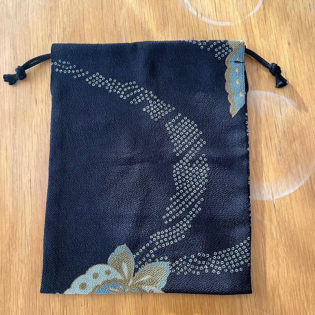 Japanese Pattern Drawstring Bag, Pique Shibori, F… - image 1