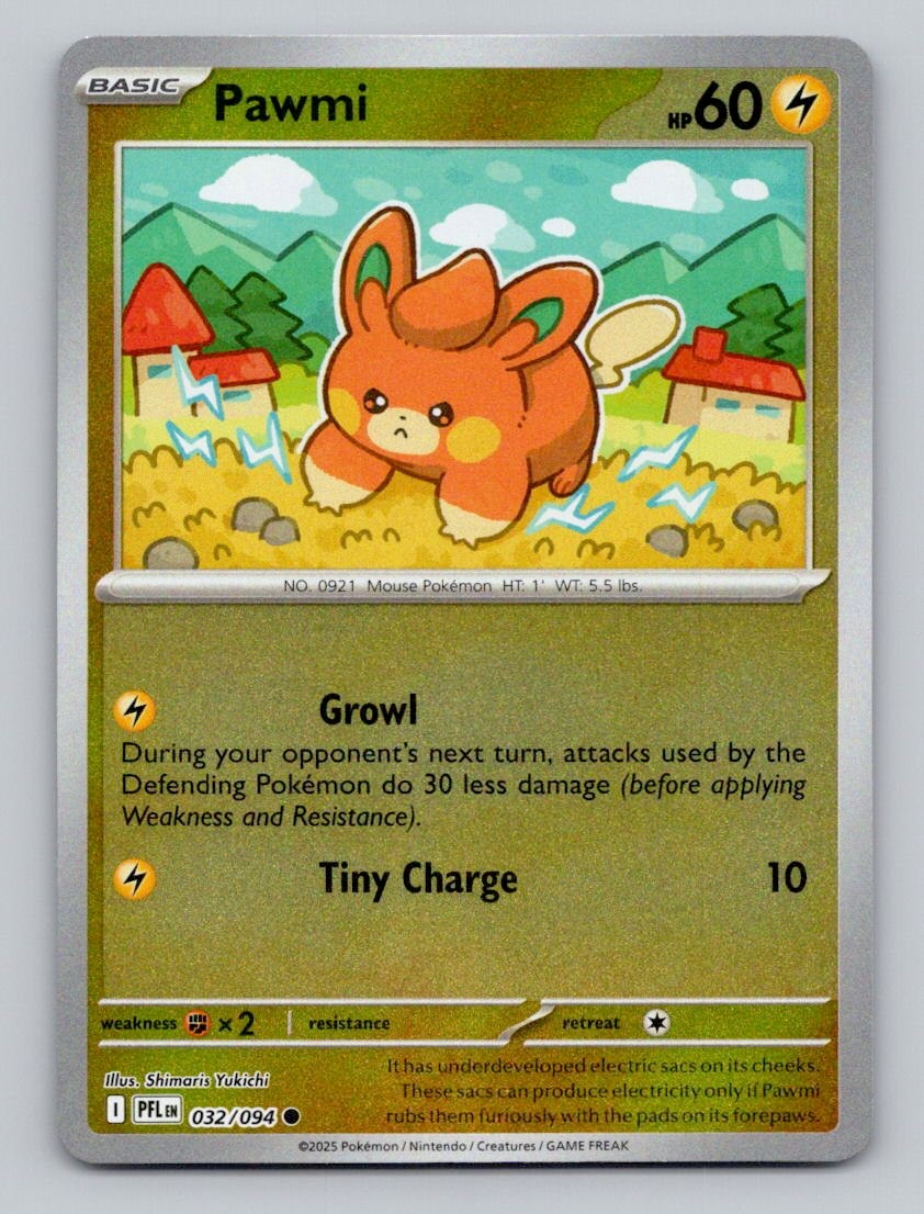 Reverse Holo Pawmi 032/094 Common Phantasmal Flames Pokemon