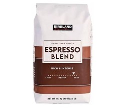 Whole Bean Coffee Espresso Blend, Kirkland Signature 1.13kg 18.85 per kilo