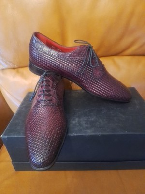 Barrett  Mens Shoes Woven Leather With Crocodile Trim Lace Up 8 1/2 US