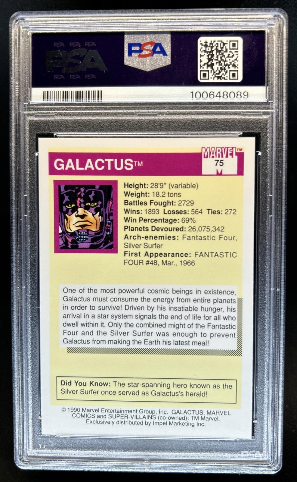1990 Impel Marvel Universe Galactus #75 PSA 8 view 2