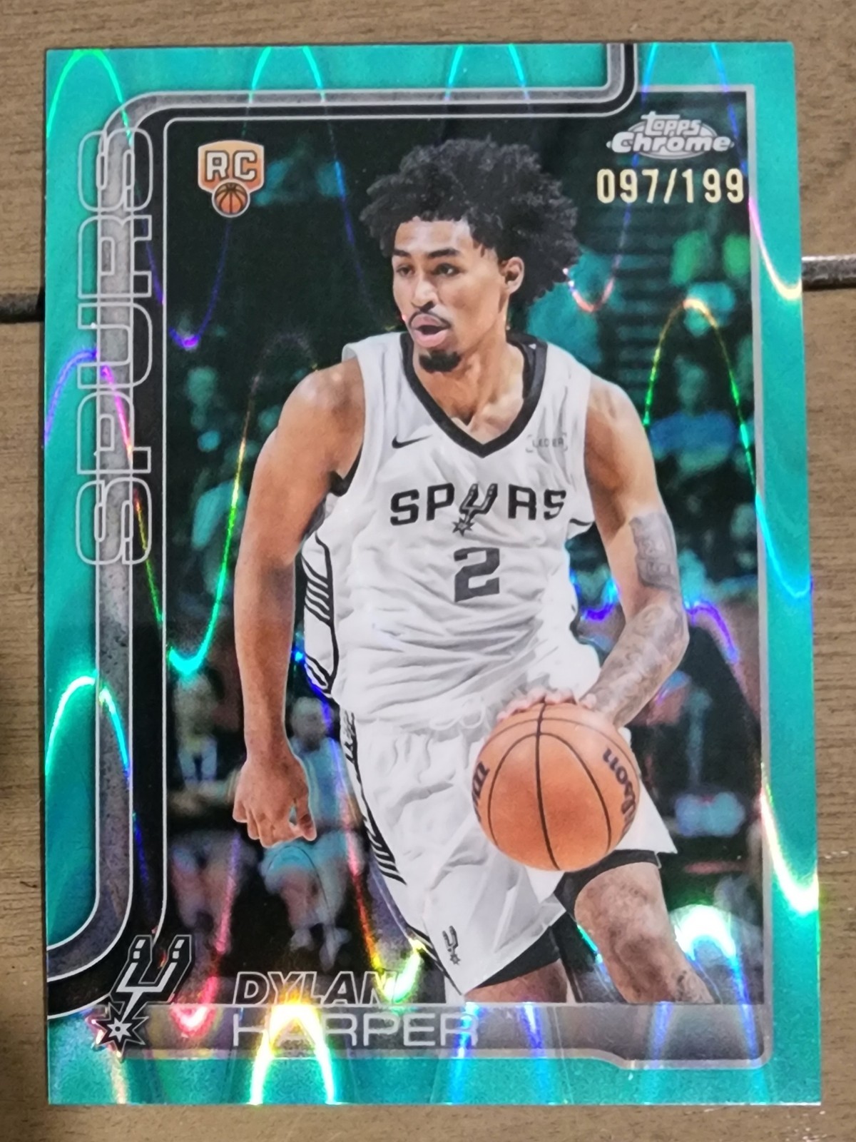 Dylan Harper 2025-26 Topps Chrome Rookie RC #252 Aqua Raywave Refractor /199