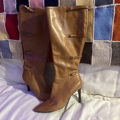 Ralph Lauren Vallerie Polo Tan Leather Knee High Boots - Size  11B 