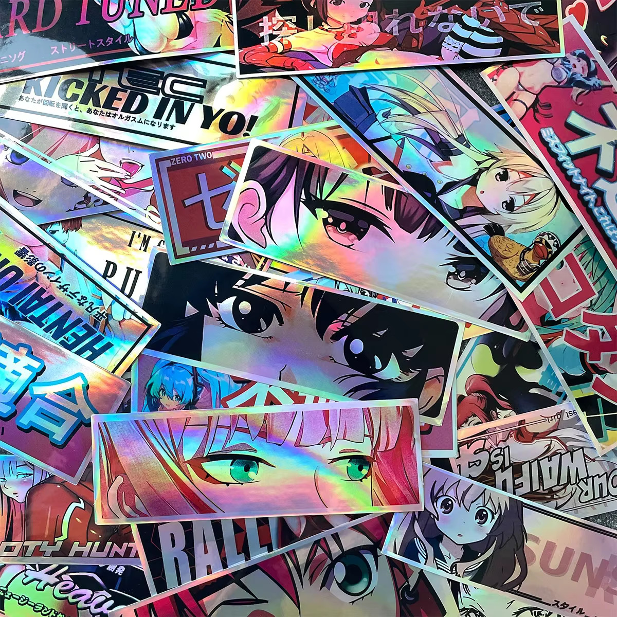 Printer Sticker Anime Anime Girl Stickers 20 Pack Laser Holographic JDM Eyes Assortment