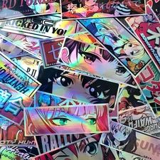 Anime Girl Stickers 10 Pack Random Assortment Laser Holographic JDM Sexy Eyes