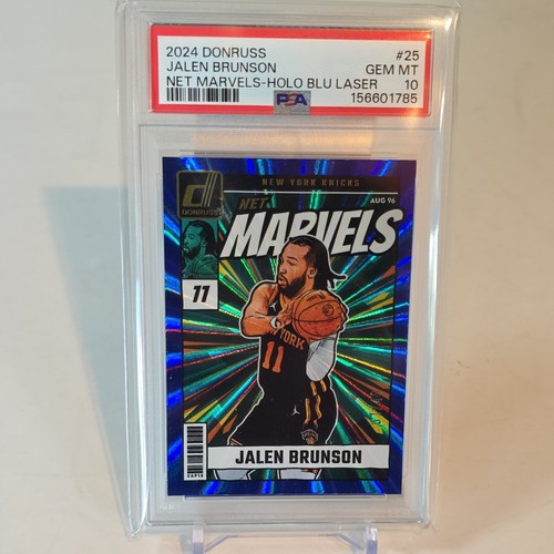 Panini 2024-25 Donruss Jalen Brunson Knicks Net Marvels Holo Blu #25 PSA 1/49