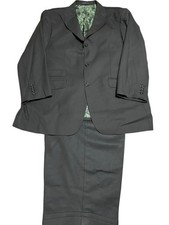 Bespoke Tailored Mens Suit Jacket Pants Black 3 Button 2XL Pants 48x26 Chest 50"