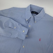 Ralph Lauren Men's Blue Gingham Button Down Shirt Size 16 1/2
