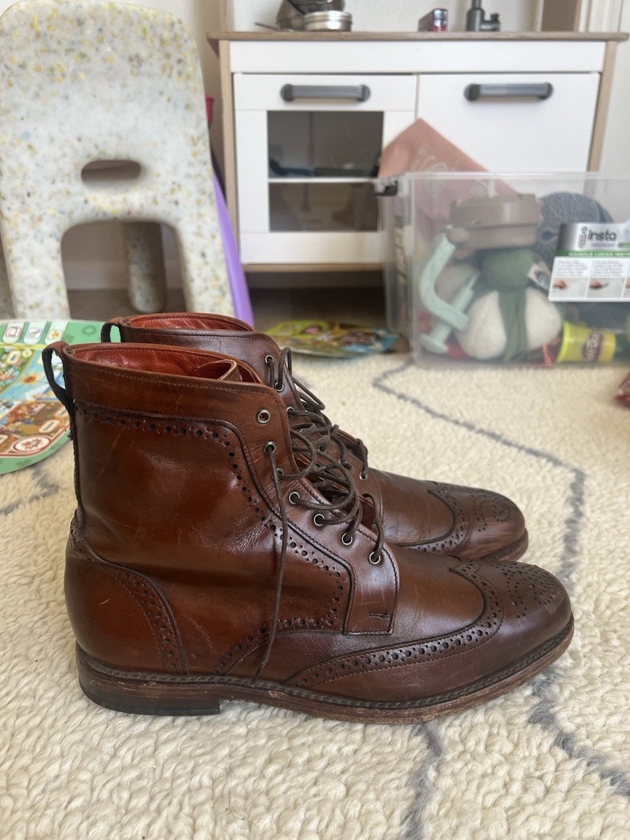 Allen Edmonds Brown Brogue Leather Lace-Up Boots with Red Laces Men main image 3