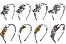 CloseOut Lot of 24 Crystal Headbands Metal Wire Hairbands 5 Unique Styles 24 pc.