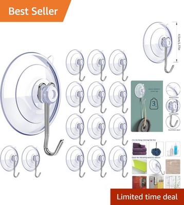 6 PCS  Clear Suction Cup Hooks for Effortless Home Organization